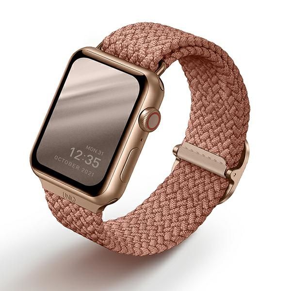 Cits mobilo telefonu aksesuārs UNIQ Uniq Aspen Braided strap for Apple Watch 1/2/3/4/5/6/7/8/SE/SE2 44/42/45mm - pink
