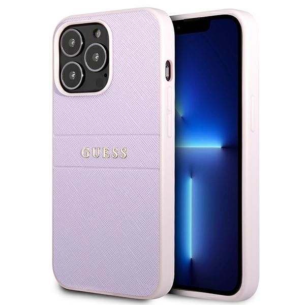 Aizmugurējais vāciņš Guess Guess GUHCP13LPSASBPU iPhone 13 Pro / 13 6.1" purple/purple Saffiano Hot Stamp & Metal Logo