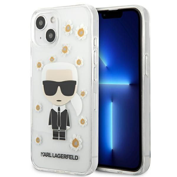 Back panel cover Karl Lagerfeld Karl Lagerfeld KLHCP13SHFLT iPhone 13 mini 5,4" przezroczysty/transparent Flower Ikonik Karl