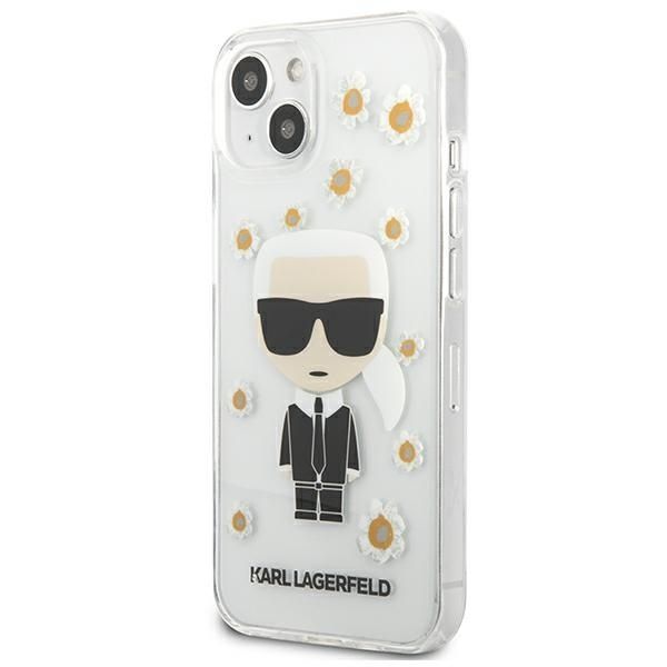 Back panel cover Karl Lagerfeld Karl Lagerfeld KLHCP13SHFLT iPhone 13 mini 5,4" przezroczysty/transparent Flower Ikonik Karl