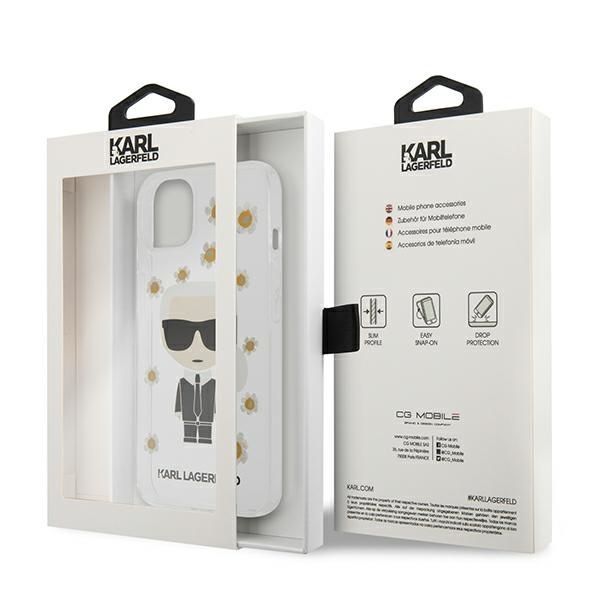 Back panel cover Karl Lagerfeld Karl Lagerfeld KLHCP13SHFLT iPhone 13 mini 5,4" przezroczysty/transparent Flower Ikonik Karl