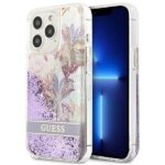 Aizmugurējais vāciņš Guess  Guess GUHCP13LLFLSU iPhone 13 Pro / 13 6.1" purple/purple hardcase Flower Liquid Glitter