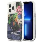 Nugarėlės dėklai Guess  Guess Flower Liquid Glitter case for iPhone 13 Pro Max - blue