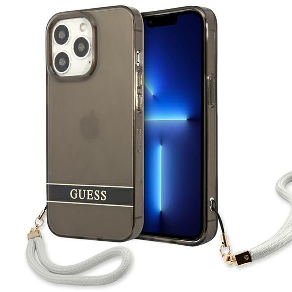 Aizmugurējais vāciņš Guess Guess GUHCP13LHTSGSK iPhone 13 Pro / 13 6.1" black/black hardcase Translucent Stap
