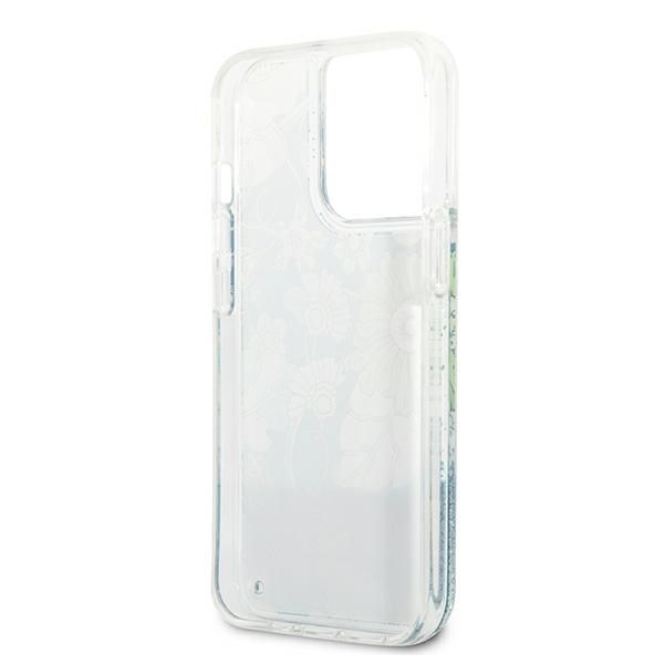 Back panel cover Guess Guess GUHCP13XLFLSN iPhone 13 Pro Max 6.7" green/green hardcase Flower Liquid Glitter
