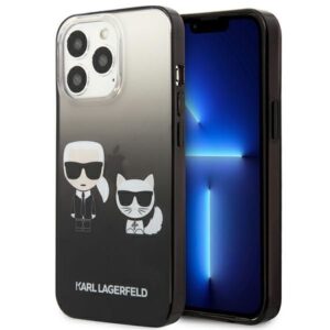 Aizmugurējais vāciņš Karl Lagerfeld  Karl Lagerfeld KLHCP13LTGKCK iPhone 13 Pro / 13 6,1" hardcase czarny/black Gradient Ikonik Karl & Choupette 