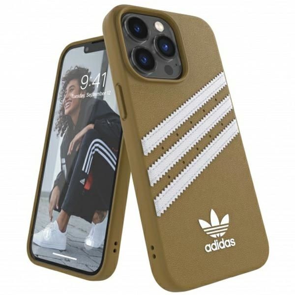 Back panel cover Adidas Adidas OR Moulded PU iPhone 13 Pro / 13 6,1" beżowo-złoty/beige-gold 47806