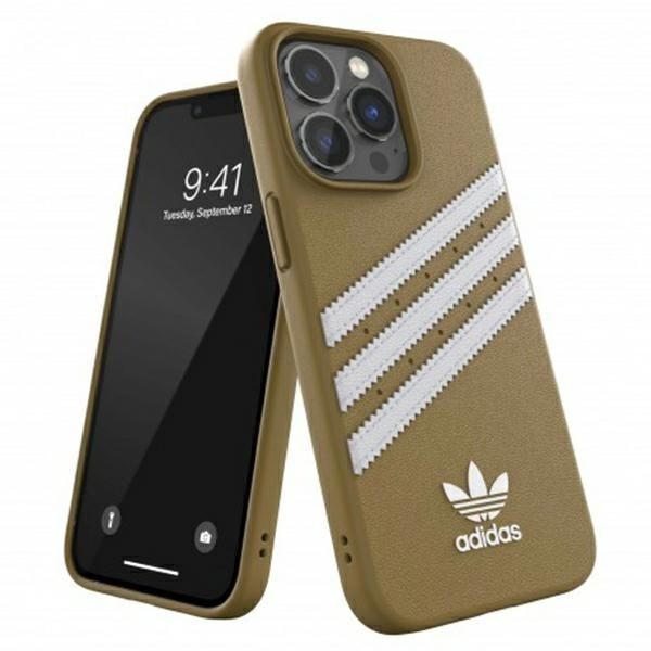 Back panel cover Adidas Adidas OR Moulded PU iPhone 13 Pro / 13 6,1" beżowo-złoty/beige-gold 47806