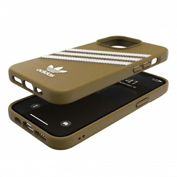 Back panel cover Adidas Adidas OR Moulded PU iPhone 13 Pro / 13 6,1" beżowo-złoty/beige-gold 47806