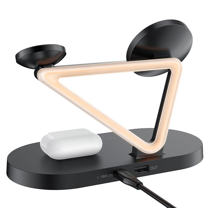 Juhtmeta laadija Acefast Acefast 15W Qi Wireless Charger for iPhone (with MagSafe), Apple Watch and Apple AirPods Stand Holder Magnetic Holder Black (E9 black) Black