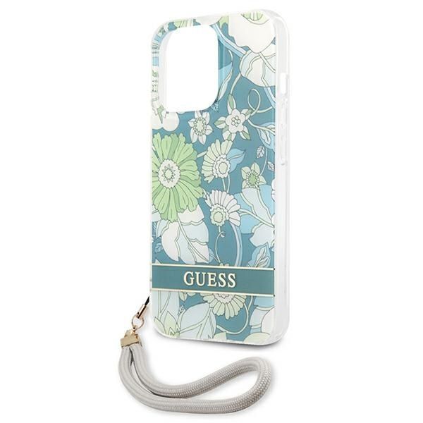 Aizmugurējais vāciņš Guess Guess GUHCP13LHFLSN iPhone 13 Pro / 13 6.1" green/green hardcase Flower Strap