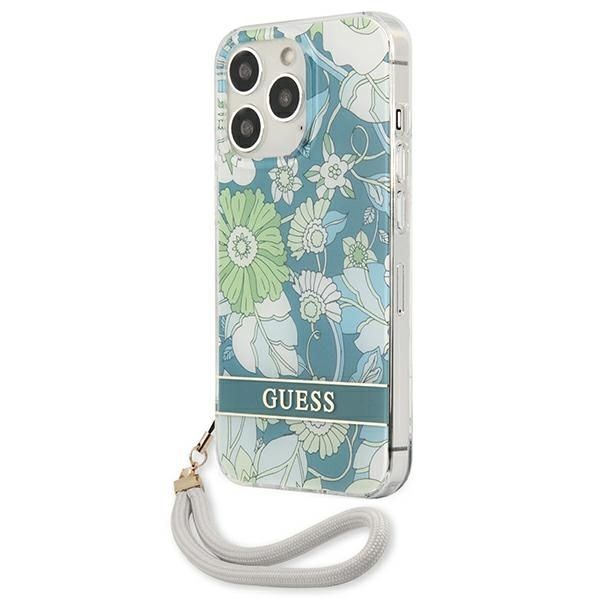 Aizmugurējais vāciņš Guess Guess GUHCP13LHFLSN iPhone 13 Pro / 13 6.1" green/green hardcase Flower Strap