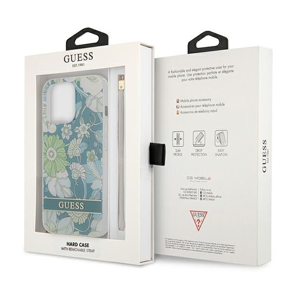 Aizmugurējais vāciņš Guess Guess GUHCP13LHFLSN iPhone 13 Pro / 13 6.1" green/green hardcase Flower Strap