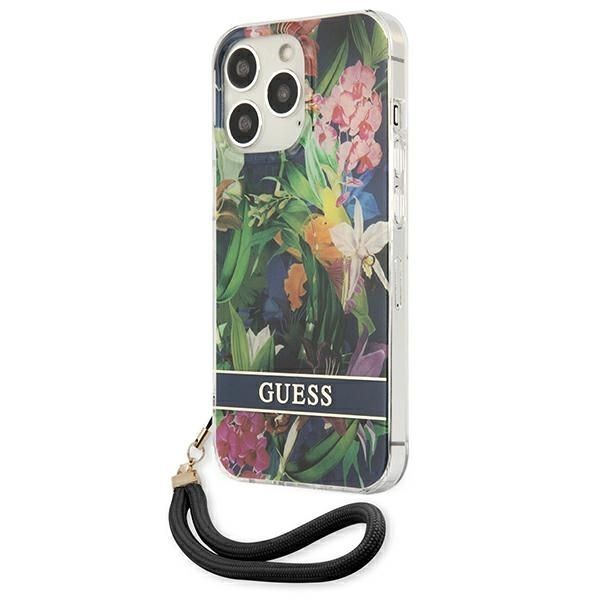Aizmugurējais vāciņš Guess Guess GUHCP13XHFLSB iPhone 13 Pro Max 6.7" blue/blue hardcase Flower Strap