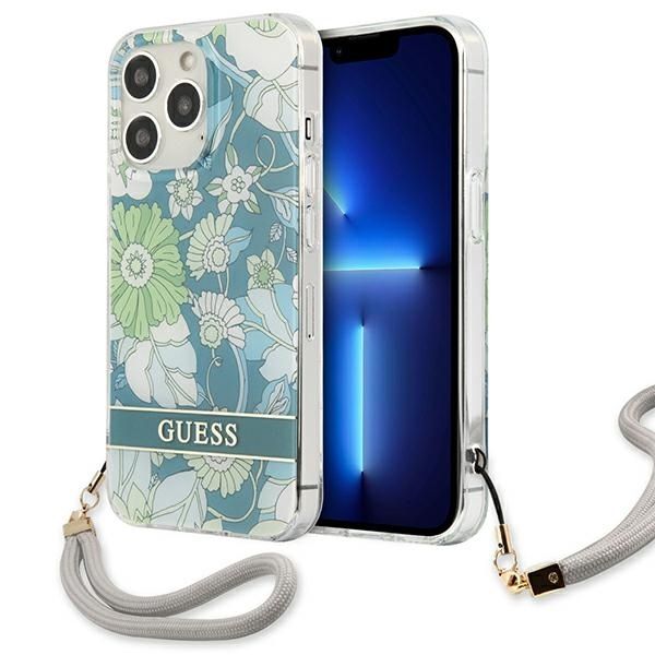 Nugarėlės dėklai Guess Guess GUHCP13XHFLSN iPhone 13 Pro Max 6.7" green/green hardcase Flower Strap