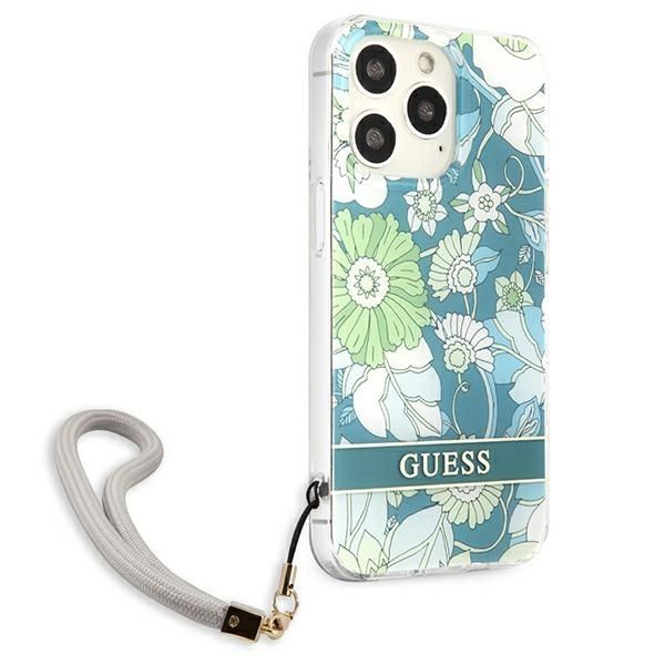 Nugarėlės dėklai Guess Guess GUHCP13XHFLSN iPhone 13 Pro Max 6.7" green/green hardcase Flower Strap