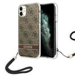 Nugarėlės dėklai Guess  Guess GUOHCN61H4STW iPhone 11 brown/brown hardcase 4G Print Strap