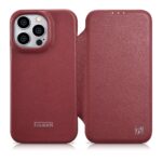 Nugarėlės dėklai iCarer  iCarer CE Premium Leather Folio Case iPhone 14 Pro Magnetic Flip Leather Folio Case MagSafe Red (WMI14220714-RD) 