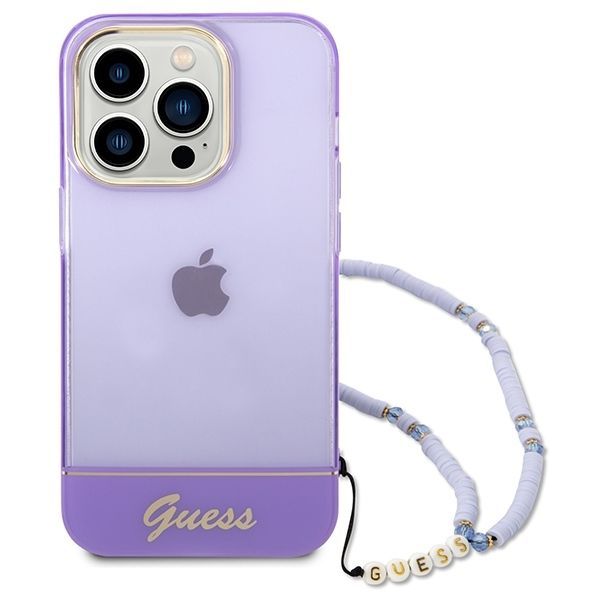 Aizmugurējais vāciņš Guess Guess GUHCP14XHGCOHU iPhone 14 Pro Max 6.7" purple/purple hardcase Translucent Pearl Strap