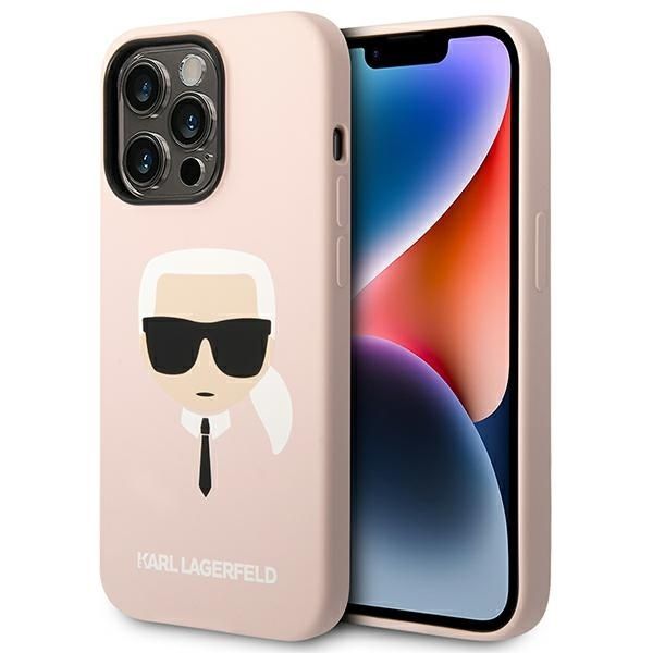 Back panel cover Karl Lagerfeld Karl Lagerfeld KLHCP14LSLKHLP iPhone 14 Pro 6.1 "hardcase pink / pink Silicone Karl`s Head