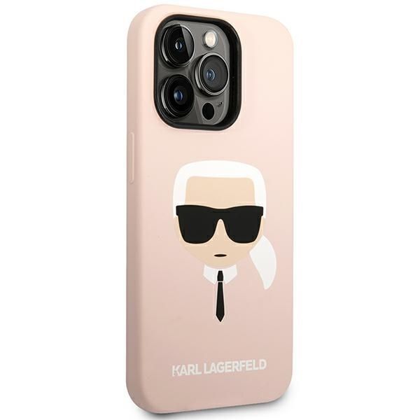 Back panel cover Karl Lagerfeld Karl Lagerfeld KLHCP14LSLKHLP iPhone 14 Pro 6.1 "hardcase pink / pink Silicone Karl`s Head