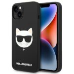 Back panel cover Karl Lagerfeld  Karl Lagerfeld KLHMP14MSLCHBK iPhone 14 Plus 6.7 "hardcase black / black Silicone Choupette Head Magsafe 