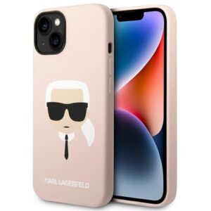 Nugarėlės dėklai Karl Lagerfeld  Karl Lagerfeld KLHMP14MSLKHLP iPhone 14 Plus 6,7" hardcase jasnoróżowy/light pink Silicone Karl`s Head Magsafe 