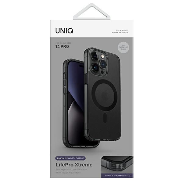 Back panel cover UNIQ Uniq LifePro Xtreme Magclick Charging case for iPhone 14 Pro - gray and black