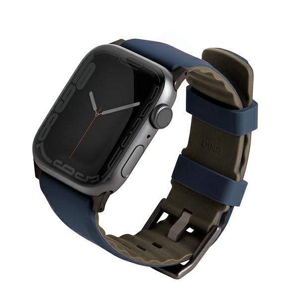 Back panel cover UNIQ Uniq Linus strap for Apple Watch 1/2/3/4/5/6/7/8/SE/SE2/Ultra 42/44/45/49mm - blue