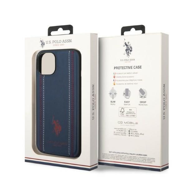 Back panel cover U.S. Polo PU US Polo USHCP14SPFAV iPhone 14 6.1" navy blue/navy blue Leather Stitch