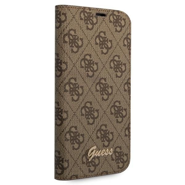 Back panel cover Guess Guess GUBKP14SHG4SHW iPhone 14 6.1 "brown / brown book 4G Vintage Gold Logo