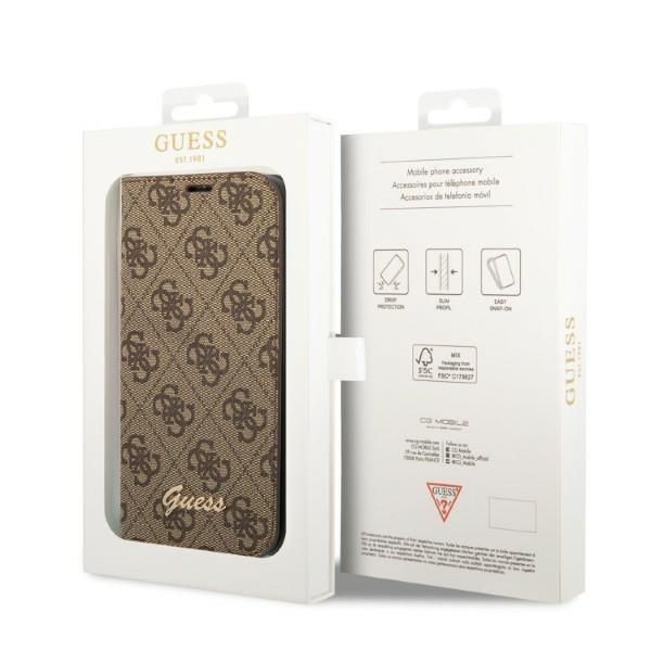 Back panel cover Guess Guess GUBKP14SHG4SHW iPhone 14 6.1 "brown / brown book 4G Vintage Gold Logo
