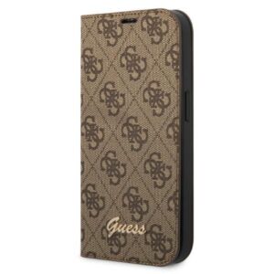 Aizmugurējais vāciņš Guess  Guess GUBKP14XHG4SHW iPhone 14 Pro Max 6.7 "brown / brown book 4G Vintage Gold Logo 