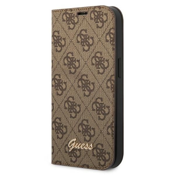 Aizmugurējais vāciņš Guess Guess GUBKP14XHG4SHW iPhone 14 Pro Max 6.7 "brown / brown book 4G Vintage Gold Logo