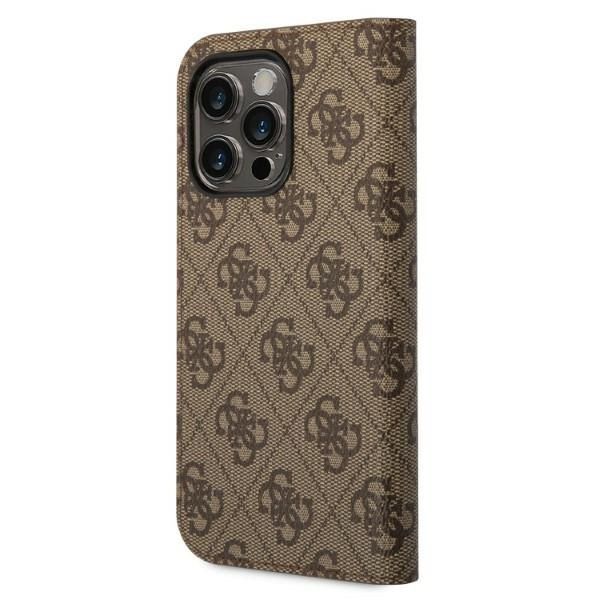 Aizmugurējais vāciņš Guess Guess GUBKP14XHG4SHW iPhone 14 Pro Max 6.7 "brown / brown book 4G Vintage Gold Logo