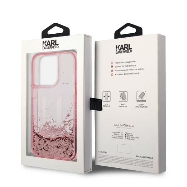 Back panel cover Karl Lagerfeld Karl Lagerfeld KLHCP14LLBKLCP iPhone 14 Pro 6.1 "pink / pink hardcase Liquid Glitter Big KL