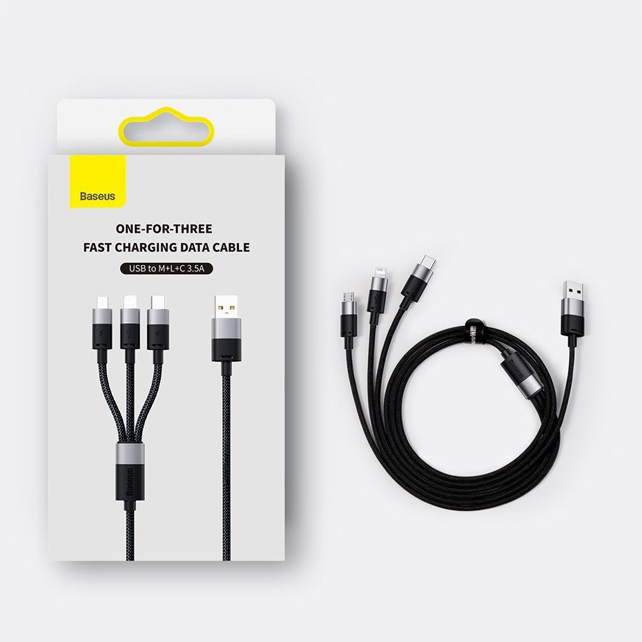 Cable Baseus 3in1 USB - micro USB / Lightning / USB C 3.5A 1.2m cable Baseus StarSpeed - black