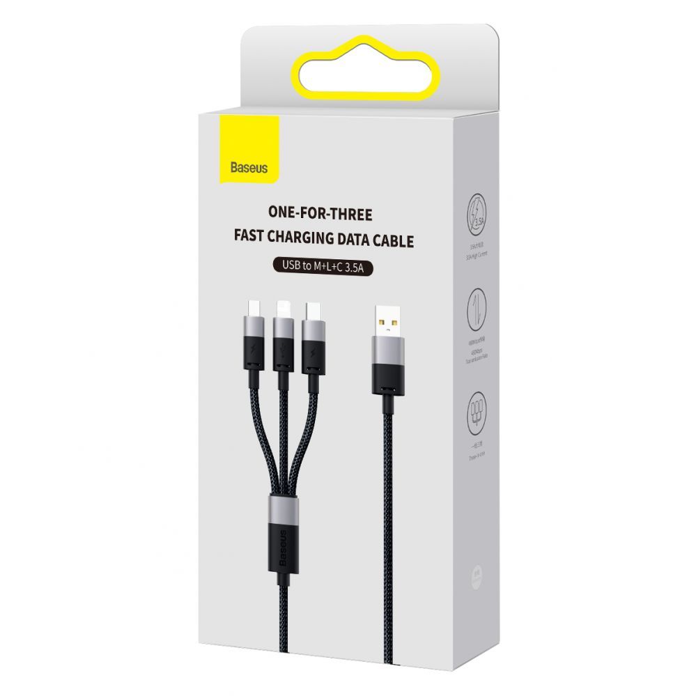 Cable Baseus 3in1 USB - micro USB / Lightning / USB C 3.5A 1.2m cable Baseus StarSpeed - black
