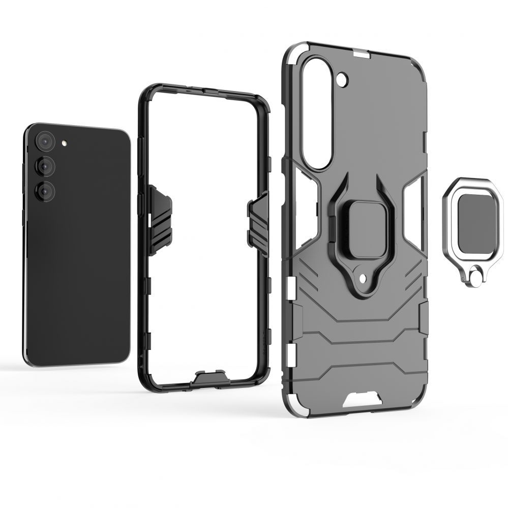 Tagakaaned Hurtel Ring Armor case for Samsung Galaxy S23+ armored cover magnetic holder ring black