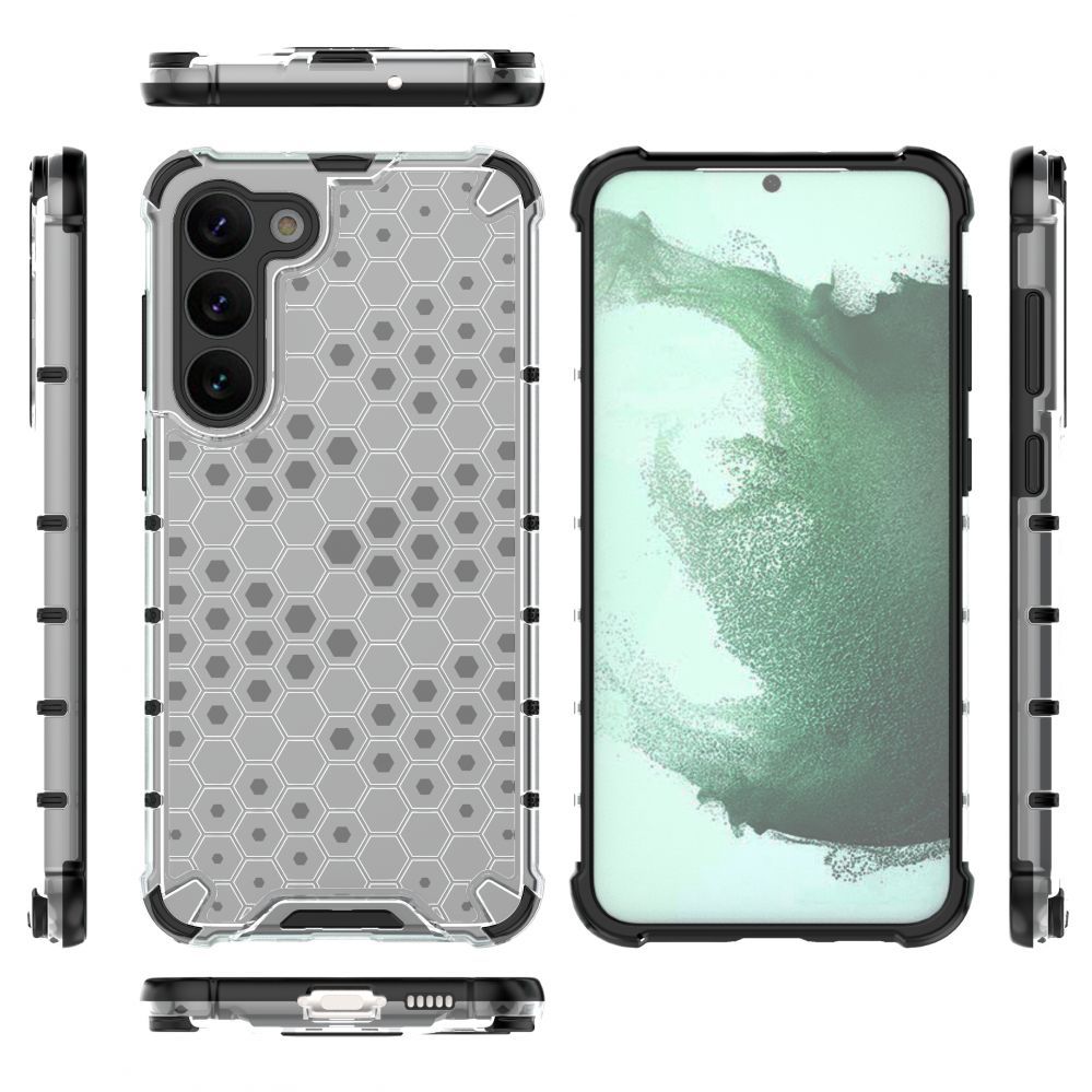 Aizmugurējais vāciņš Hurtel Honeycomb case for Samsung Galaxy S23+ armored hybrid cover transparent