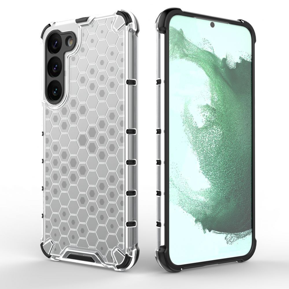 Aizmugurējais vāciņš Hurtel Honeycomb case for Samsung Galaxy S23+ armored hybrid cover transparent