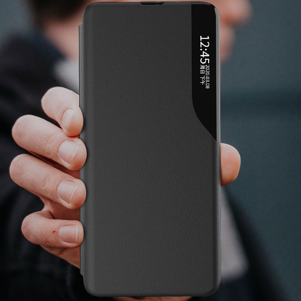 Aizmugurējais vāciņš Hurtel - Eco Leather View Case case for Samsung Galaxy A14 with a flip stand black