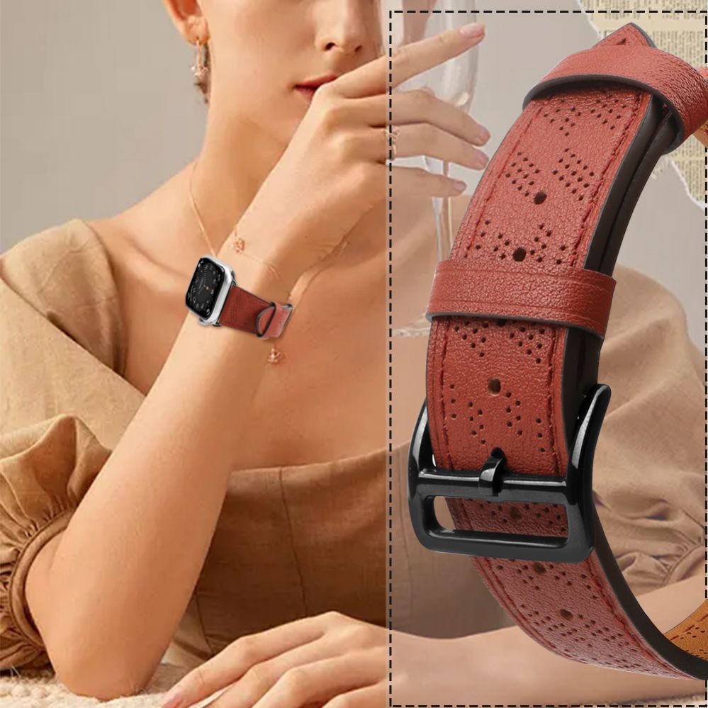 Nugarėlės dėklai Hurtel Strap Leather for Apple Watch 38 / 40 / 41 mm band bracelet - red