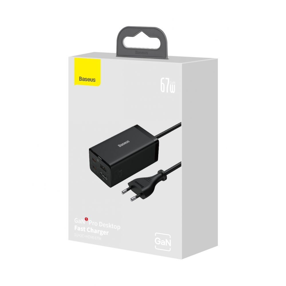 Kaabel Baseus Baseus fast charger GaN5 Pro HUB HDMI 2 x USB-C / USB-A / HDMI 4K 30Hz 1.5m black + USB-C cable - USB-C 100W 40Gb/s (USB4) 1m (CCGP110201)