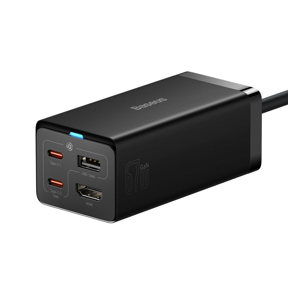 Kaabel Baseus Baseus fast charger GaN5 Pro HUB HDMI 2 x USB-C / USB-A / HDMI 4K 30Hz 1.5m black + USB-C cable - USB-C 100W 40Gb/s (USB4) 1m (CCGP110201)