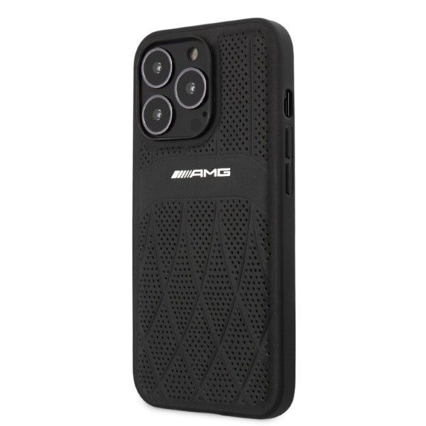 Tagakaaned Mercedes-Benz AMG AMHCP13LOSDBK iPhone 13 Pro / 13 6.1" black/black hardcase Leather Curved Lines