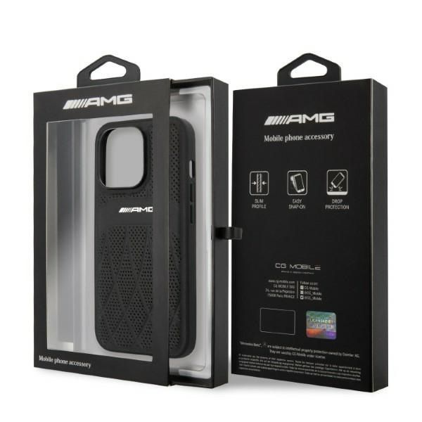Tagakaaned Mercedes-Benz AMG AMHCP13LOSDBK iPhone 13 Pro / 13 6.1" black/black hardcase Leather Curved Lines