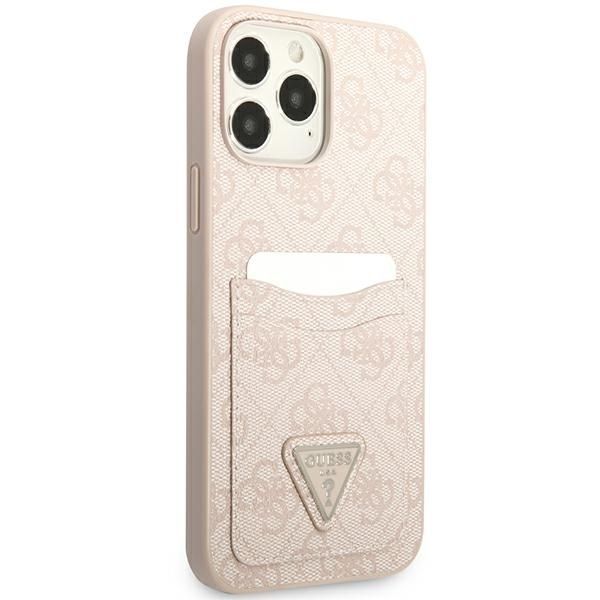 Aizmugurējais vāciņš Guess Guess 4G Triangle Logo Cardslot Case for iPhone 13 Pro / 13 - Pink