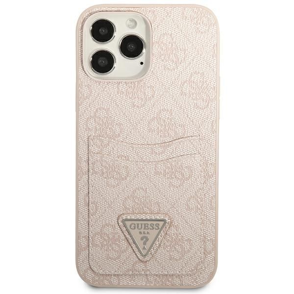 Aizmugurējais vāciņš Guess Guess 4G Triangle Logo Cardslot Case for iPhone 13 Pro / 13 - Pink
