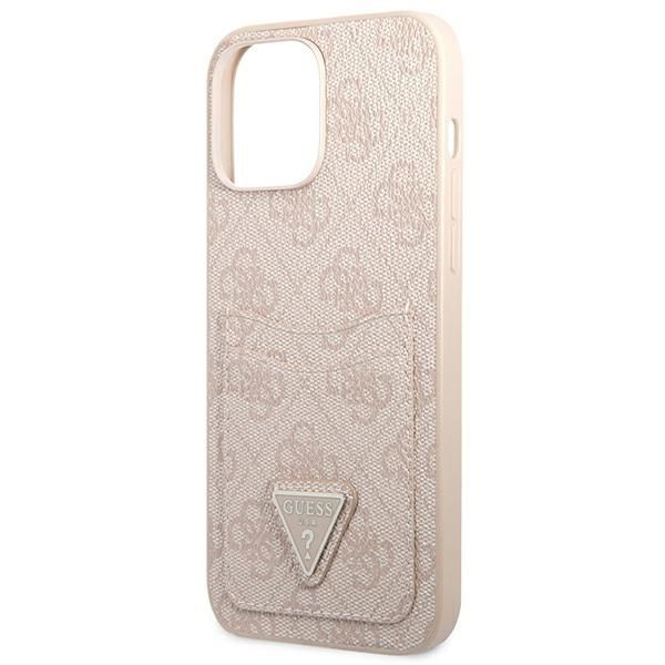 Aizmugurējais vāciņš Guess Guess 4G Triangle Logo Cardslot Case for iPhone 13 Pro / 13 - Pink